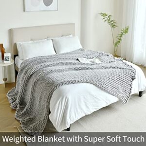 Weighted Chunky Knit Blanket Throw 60x80, Big Soft Knitted Blanket with Premium Chenille Yarn, Luxury Crochet Blankets for Nice Sleep and Home Decor with Super Soft Touch, 60"x80" 12 lbs Grey