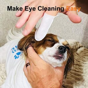 Dog Eye Wipes, Tear Stain Remover for Dogs and Cats, Finger Eye Wash Pads for Pets, 100 Count Dog Eye Cleaning Wipes, Unscented & Gentle Pet Tear Wipe, Removes Dirt and Discharge