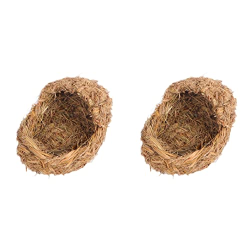 Mipcase Hay 2 Pcs Grass Animal Nest Rabbit Grass Nest Grass Woven Pet Nest Woven Guinea Bed Cat Straw