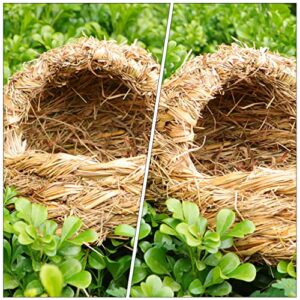 Mipcase Hay 2 Pcs Grass Animal Nest Rabbit Grass Nest Grass Woven Pet Nest Woven Guinea Bed Cat Straw