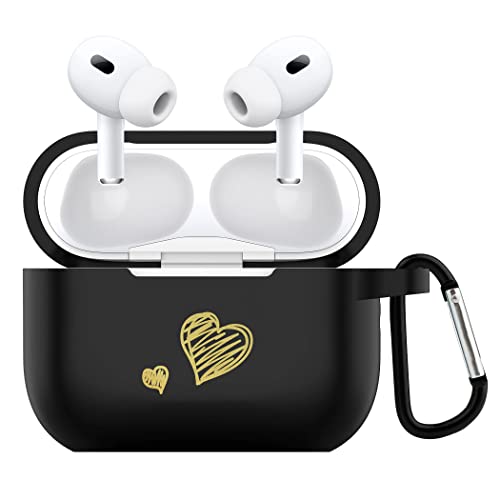 CACOE Airpods Pro 2nd/1st Generation Case Cover 2022/2019, Silicone Case for AirPods Pro 2nd/1st,Protective Skin AirPod Pro 2nd/1st Cases Shockproof Air Pod Cute Accessories with Keychain(Black)