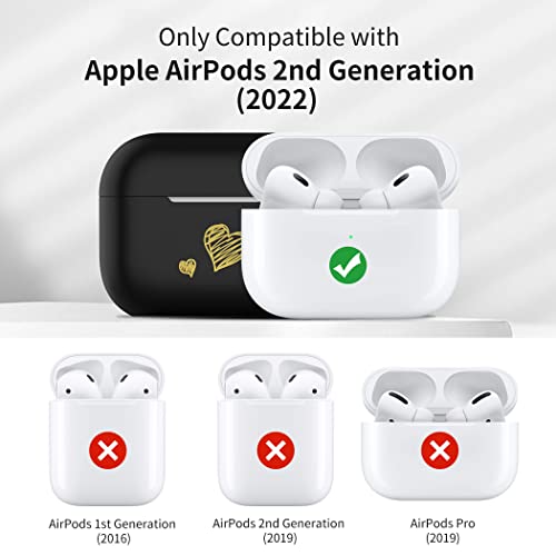 CACOE Airpods Pro 2nd/1st Generation Case Cover 2022/2019, Silicone Case for AirPods Pro 2nd/1st,Protective Skin AirPod Pro 2nd/1st Cases Shockproof Air Pod Cute Accessories with Keychain(Black)