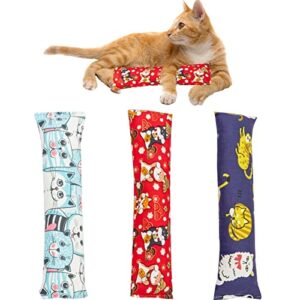 3 Pack Catnip Toys, Natural Interactive Catnip Cat Kicker, Bite Resistant Chew Toy, Crinkle Kicker, Accessories for Indoor Cat for Cat Lovers Dental Health Chew Toy