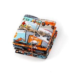 set of eight allis chalmers tractor fabric fat quarters, multi-colored (acfq8)