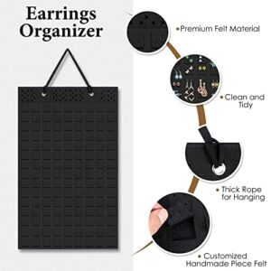 AILIKESE Earrings Organizer Hanging,Soft Felt Wall Mount Earring Display, Wall Mounted Earring Display Storage For Women. (Black)