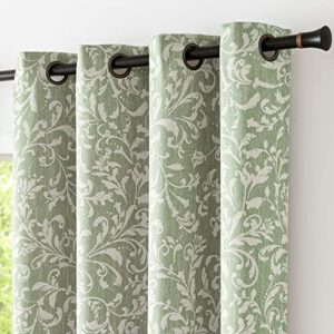 collact moderate blackout curtains for bedroom 84 inch long floral curtains grommet top sage thermal insulated curtains for living room farmhouse room darkening drapes window curtain set 2 panels
