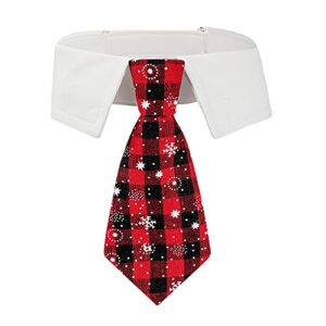 adoggygo christmas dog necktie pet tuxedo christmas dog neck tie collar with red plaid tie for small medium large dogs pets (large, red & black)