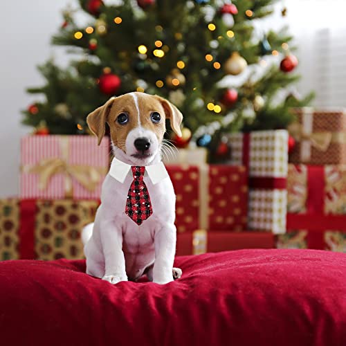 ADOGGYGO Christmas Dog Necktie Pet Tuxedo Christmas Dog Neck Tie Collar with Red Plaid Tie for Small Medium Large Dogs Pets (Large, Red & Black)