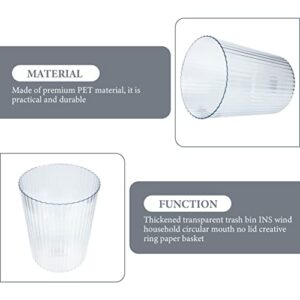 SEWACC Small Trash Can Transparent Plastic Waste Basket Round Garbage Can Container for Bathroom, Bedroom, Kitchen, College Dorm and Office