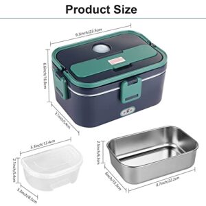 Liangding Electric Lunch Box Food Heater, Upgrade 70W 1.8L Faster Food Warmer 12V 24V 110V Portable Heated Lunch Boxes for Car/Truck/Home Self Heating Box with Carry Bag and Fork & Spoon