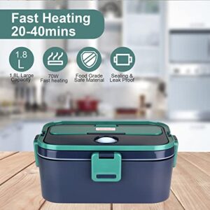 Liangding Electric Lunch Box Food Heater, Upgrade 70W 1.8L Faster Food Warmer 12V 24V 110V Portable Heated Lunch Boxes for Car/Truck/Home Self Heating Box with Carry Bag and Fork & Spoon