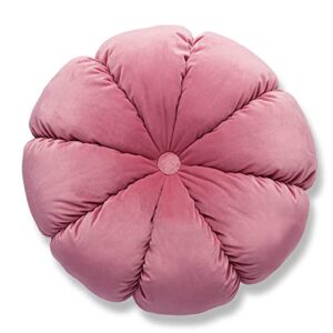 aokaeii round floor pillows seating for adults & teen, velvet flower shaped throw pillows, aesthetic decorative meditation cushion pillows for couch chair bed car （pink）