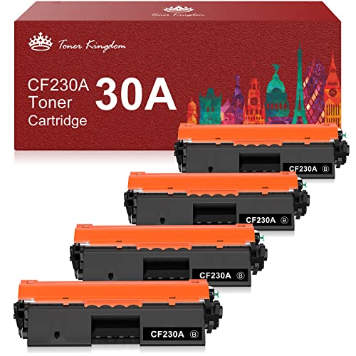 Toner Kingdom Compatible Toner Cartridge Replacement for HP 30A CF230A 30X CF230X for Pro MFP M227fdw M203dw M227fdn M227sdn M227 M203dn M203d M203 Printer (Black, 4-Pack)