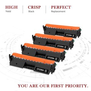 Toner Kingdom Compatible Toner Cartridge Replacement for HP 30A CF230A 30X CF230X for Pro MFP M227fdw M203dw M227fdn M227sdn M227 M203dn M203d M203 Printer (Black, 4-Pack)