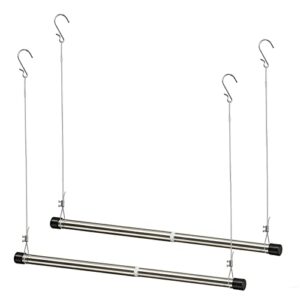 double closet rods for hanging clothes, 15 to 39 inch adjustable hanging closet bar - heavy duty closet poles extender for wardrobe storage, silver