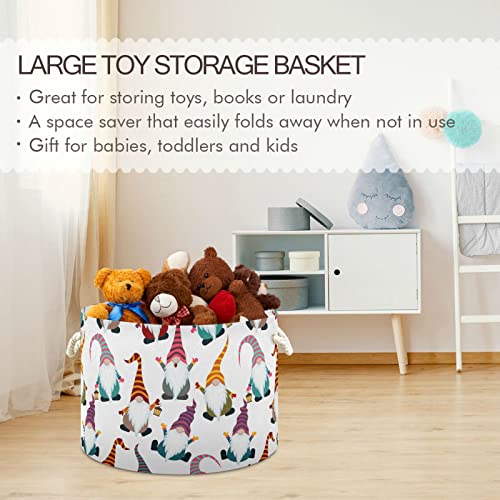 Bolaz Large Storage Basket Christmas Gnomes Cute Toy Storage Box Organizer Bins with Handles Laundry Hamper Basket for Home Decor