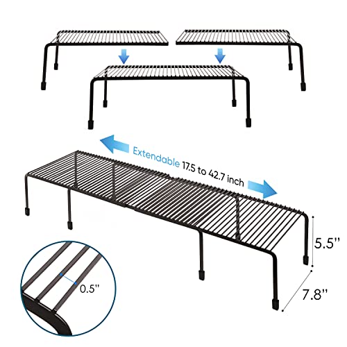 WIRESPIRIT - Expandable Shelf Organizer (3 Pieces) for Countertop, Cupboard, Cabinet, Pantry - Adjustable Kitchen Organization Shelf Rack - Bronze