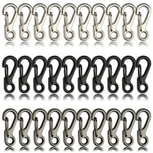 zgqhzr 30pcs mini alloy carabiner clip tiny spring snap hook carabiners zinc alloy mini paracord hook keychain claps edc for the keychain,backpack,decoration hanging,dog leashes