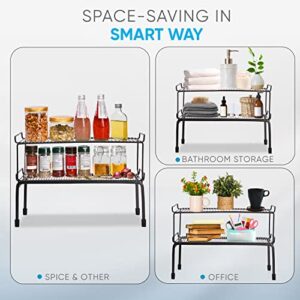 WIRESPIRIT - Stackable Shelf Organizer (2 Pieces) - Wire Kitchen Organization Shelf Rack for Countertop, Cabinet, Pantry Room, Cupboard - Bronze