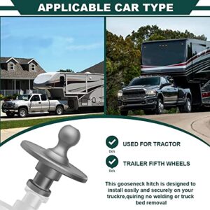 Gooseneck Ball Adapter - Fifth Wheel Kingpin to 2-5/16 Inch Gooseneck Ball Towing Receiver Adapter - Silver