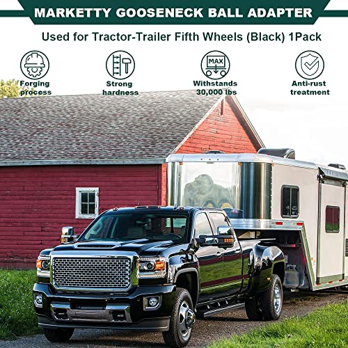 Gooseneck Ball Adapter - Fifth Wheel Kingpin to 2-5/16 Inch Gooseneck Ball Towing Receiver Adapter - Silver