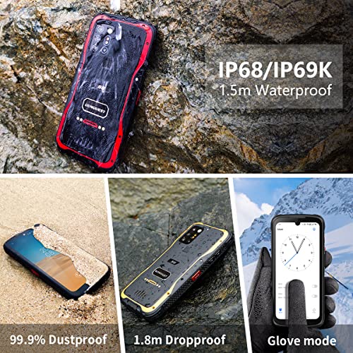 CONQUEST S20 Unlocked Rugged Smartphone, Android 11 Rugged Cell Phone, with PTT Walkie Talkie Button, 8000mAh Battery 6.3'' FHD+, 20MP Night Vision Camera IP68/IP69K, NFC(8+256GB, Red)