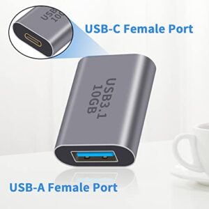 Duttek USB C Female to USB Female Adapter 3.1 Gen2, USB 3.1 A to USB Type C Adapter Double-Sided 10 Gbps Support Data Sync and Charging for Laptop, PC etc 1Pack