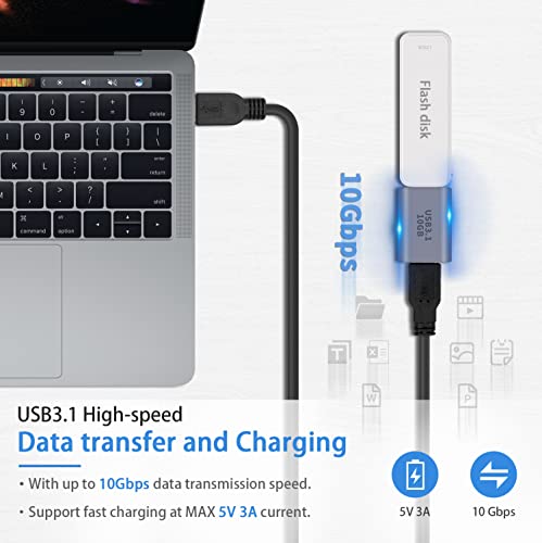 Duttek USB C Female to USB Female Adapter 3.1 Gen2, USB 3.1 A to USB Type C Adapter Double-Sided 10 Gbps Support Data Sync and Charging for Laptop, PC etc 1Pack