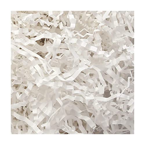 PACKHOME 0.5 LB Crinkle Cut Paper Shred Filler, White Shredded Paper for Gift Baskets, Crinkle Paper for Gift Wrapping