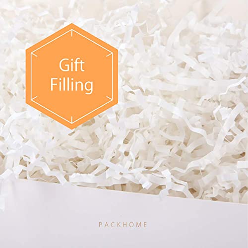 PACKHOME 0.5 LB Crinkle Cut Paper Shred Filler, White Shredded Paper for Gift Baskets, Crinkle Paper for Gift Wrapping