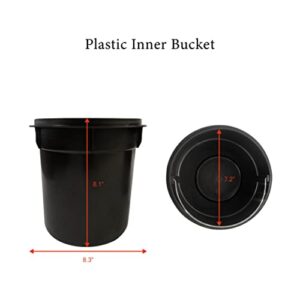 SunnyPoint 4.5 Liter / 1.2 Gallon Round Trash Can with Plastic Inner Bucket; Bathroom, Office, Kitchen and Bedroom Step On and Slow Close (BLK)