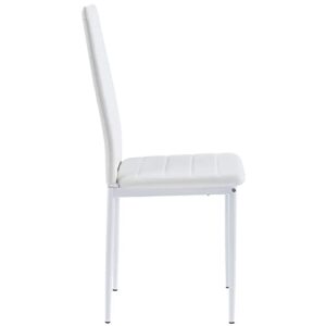 ROZHOME Dining Chair Set of 2, Modern Kitchen Chairs, Upholstered Side Chair, PU Side Chairs with Metal Legs and Frame, White