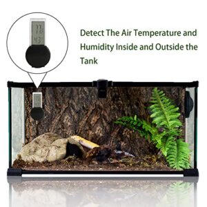 Reptile Terrarium Thermometer Hygrometer Digital Display for Snake Tortoise Frog Lizard Spider Beard Dragon,Pet Rearing Box Reptiles Tank Thermometer Hygrometer with Suction Cup