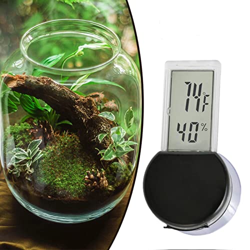 Reptile Terrarium Thermometer Hygrometer Digital Display for Snake Tortoise Frog Lizard Spider Beard Dragon,Pet Rearing Box Reptiles Tank Thermometer Hygrometer with Suction Cup