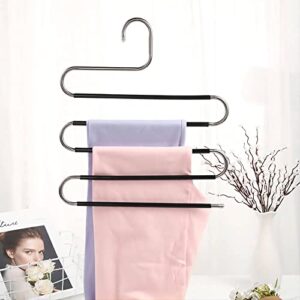 5 Pack Pants Hangers S-Shape Non-Slip Space Saving Hangers Stainless Steel Clothes Hangers Closet Organizer for Scarf Pants Hanging Jeans Towels