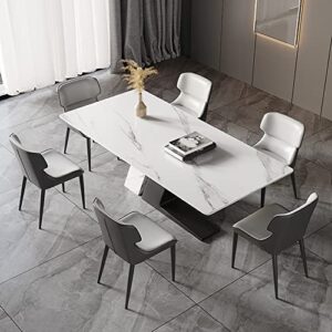 litfad modern sintered stone top dining table rectangle dinette table stainless steel base restaurant table - white 63" l x 31.5" w table only(not including chairs)