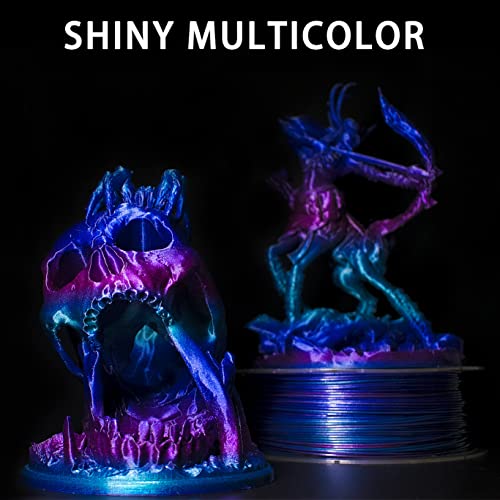 (2 Items) 1kg Silk Green Shiny Blue & 1kg Shiny Blue Green Purple PLA Filament, Shiny Color Change Rainbow PLA Filament, 3D Printer Filament, PLA Filament 1.75mm +/- 0.02mm