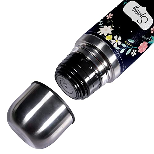 sdfsdfsd 17 oz Vacuum Insulated Stainless Steel Water Bottle Sports Coffee Travel Mug Flask Genuine Leather Wrapped BPA Free, Flower