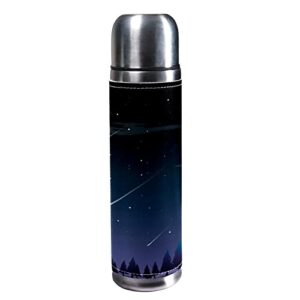 sdfsdfsd 17 oz vacuum insulated stainless steel water bottle sports coffee travel mug flask genuine leather wrapped bpa free, star night tree