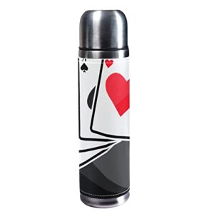 sdfsdfsd 17 oz vacuum insulated stainless steel water bottle sports coffee travel mug flask genuine leather wrapped bpa free, playing cards