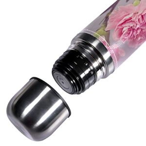 sdfsdfsd 17 oz Vacuum Insulated Stainless Steel Water Bottle Sports Coffee Travel Mug Flask Genuine Leather Wrapped BPA Free, Carnation Bossom Bloom Pink Flower