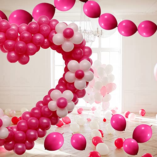 100 Pcs Link Balloon Linking Balloon Latex Linkable Balloons Connected Wedding Party Decoration (Rose Red, 10 Inch)