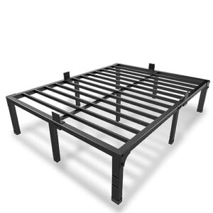 maf 14 inch metal platform full size bed frames, heavy duty black bed frame with steel slats support, no box spring needed, noise free, easy assembly