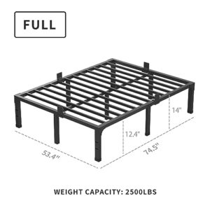 MAF 14 Inch Metal Platform Full Size Bed Frames, Heavy Duty Black Bed Frame with Steel Slats Support, No Box Spring Needed, Noise Free, Easy Assembly
