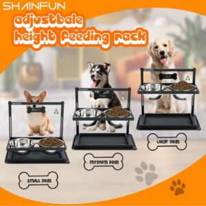 SHAINFUN Elevated Dog Bowls for Large Sized Dog,Raised Dog Bowl Stand Adjusable Height with Two 1.7L Stainless Steel Dog Food Bowls and Spill Proof Mat, Dog Bowls for Large and Medium Dogs.