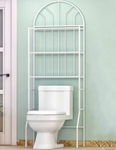 gmsluu 3 shelf bathroom space saver, over the toilet rack bathroom corner stand storage organizer accessories, toilet stand shelves with hanging rod, 69x25x13 inch bathroom tower shelf, white