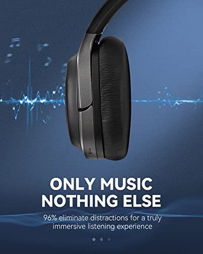 TZS Active Noise Cancelling Headphones, Wireless Over Ear Bluetooth Headphones - 50H Playtime Hi-Fi Stereo Dynamic Deep Bass, Soft Earmuffs Headset with HD Mic for Computer, Travel, Home, Office