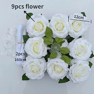 Wailicop Wedding Car Front Flower Decoration Artificial Flowers Bouquet Set Wedding Car Decoration Ribbon for Wedding Car Bridal Car, Christmas Decor