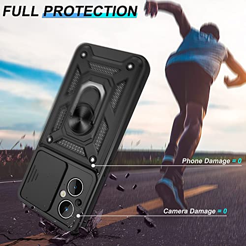 for OnePlus Nord N20 5G Case with HD Screen Protector, Heavy Duty Shockproof Protective Case with Metal Kickstand [Military Grade] Protective Case for OnePlus Nord N20 5G, Black