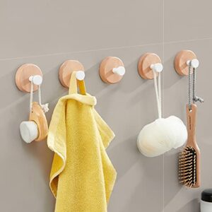 dswince 4pack decorative wood wall hook coat hooks for hanging adhesive waterproof wall hook clothes bag key hanger hook bedroom kitchen bathroom door robe towel hooks-white